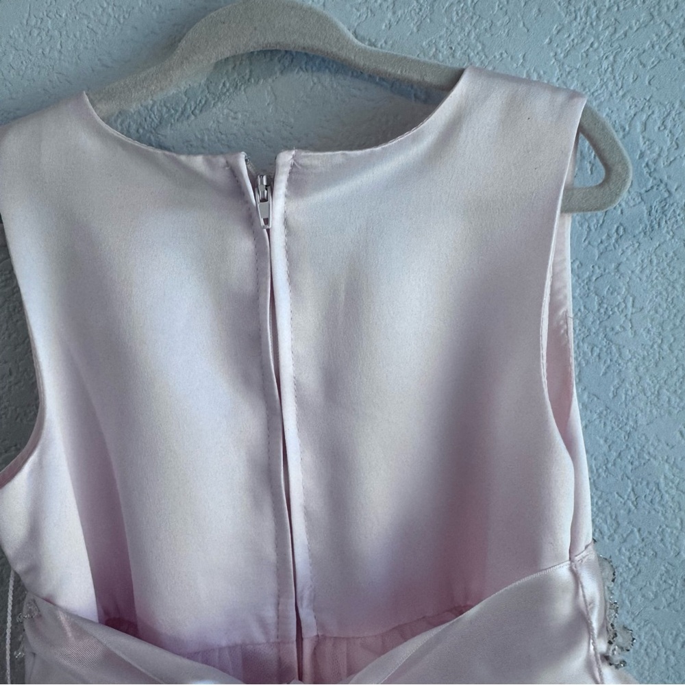 Chantilly Place Sleeveless Blush-Pink Floral Waist Tulle Gown for Girls. Size 5. - Picture 10 of 17